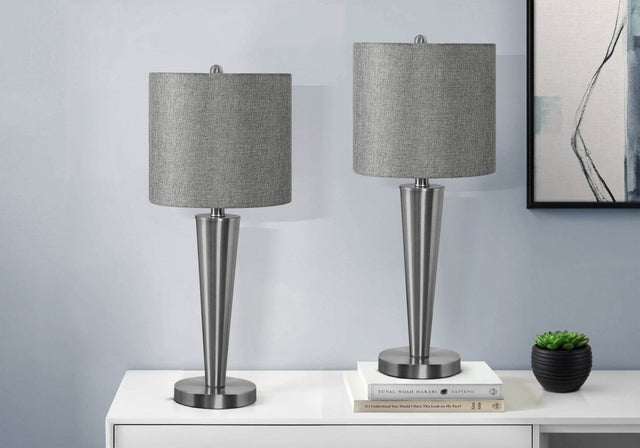 Set of 2 Contemporary Nickel Metal Table Lamps With USB - Calmora - Sleep Galleria