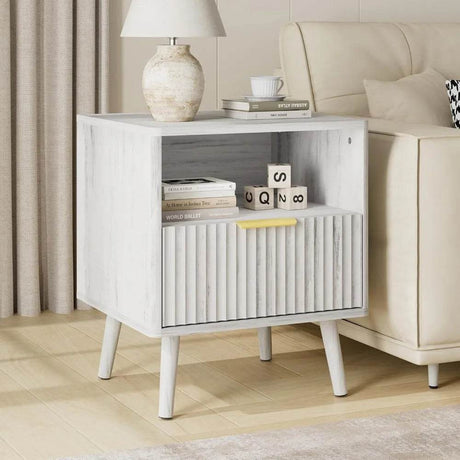 Set of 2 Modern Fluted Wood Nightstands - Calmora - Sleep Galleria