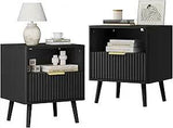 Set of 2 Modern Fluted Wood Nightstands - Sleep Galleria