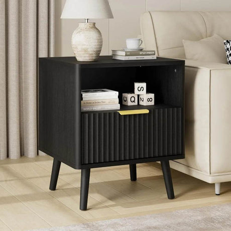 Set of 2 Modern Fluted Wood Nightstands - Calmora - Sleep Galleria