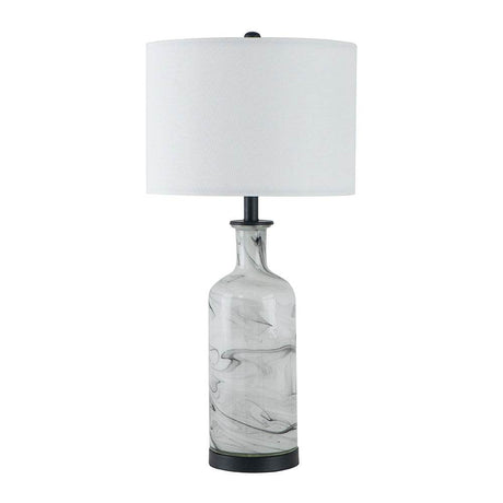 Tall Swirled Glass Table Lamp With Linen Shade - Calmora - Sleep Galleria