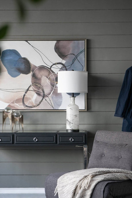 Tall Swirled Glass Table Lamp With Linen Shade - Calmora - Sleep Galleria