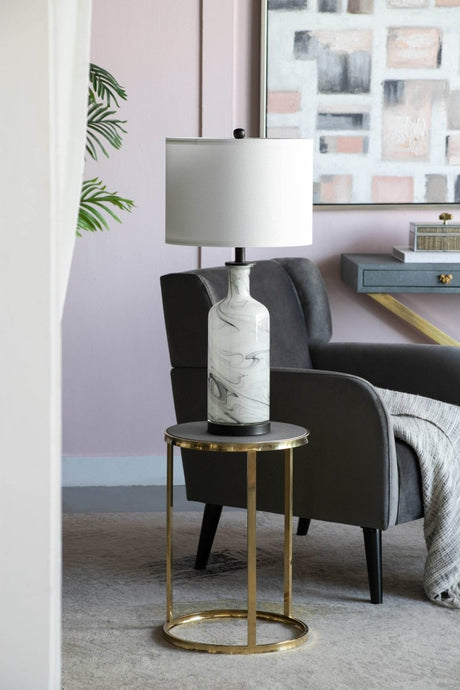Tall Swirled Glass Table Lamp With Linen Shade - Calmora - Sleep Galleria