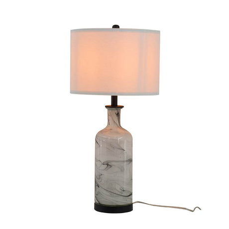 Tall Swirled Glass Table Lamp With Linen Shade - Calmora - Sleep Galleria