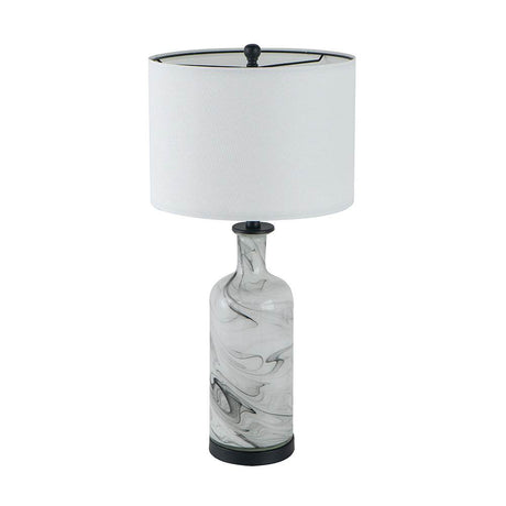 Tall Swirled Glass Table Lamp With Linen Shade - Calmora - Sleep Galleria