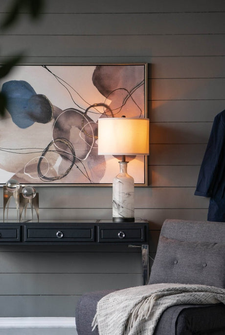 Tall Swirled Glass Table Lamp With Linen Shade - Calmora - Sleep Galleria