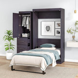 Twin Foldable Murphy Bed With Wardrobe And Drawers - Sleep Galleria