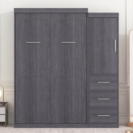 Twin Foldable Murphy Bed With Wardrobe And Drawers - Calmora - Sleep Galleria