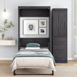 Twin Foldable Murphy Bed With Wardrobe And Drawers - Sleep Galleria