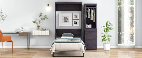 Twin Foldable Murphy Bed With Wardrobe And Drawers - Calmora - Sleep Galleria