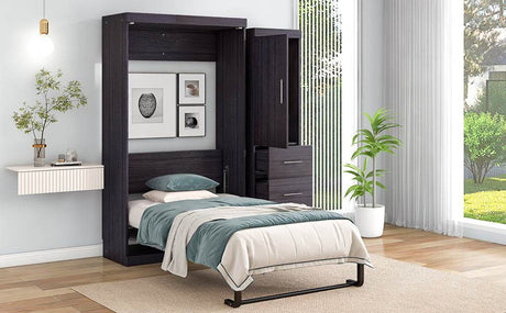 Twin Foldable Murphy Bed With Wardrobe And Drawers - Calmora - Sleep Galleria