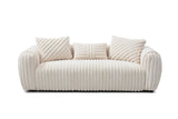 Upholstered White Boucle 3 - Seat Plush Sofa - Calmora - Sleep Galleria