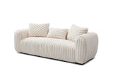 Upholstered White Boucle 3 - Seat Plush Sofa - Calmora - Sleep Galleria