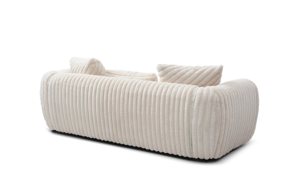 Upholstered White Boucle 3 - Seat Plush Sofa - Calmora - Sleep Galleria