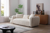 Upholstered White Boucle 3 - Seat Plush Sofa - Calmora - Sleep Galleria