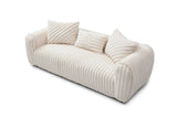 Upholstered White Boucle 3 - Seat Plush Sofa - Calmora - Sleep Galleria