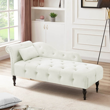 Velvet Tufted Chaise Lounge Chair - Calmora - Sleep Galleria
