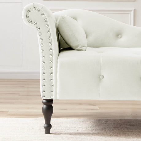 Velvet Tufted Chaise Lounge Chair - Calmora - Sleep Galleria