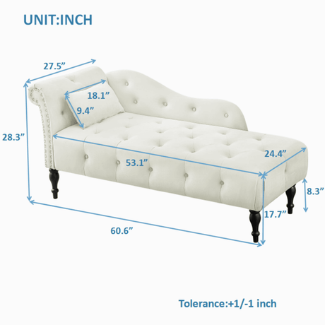 Velvet Tufted Chaise Lounge Chair - Calmora - Sleep Galleria