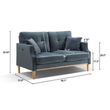 Waterproof Fabric Loveseat Sofa With USB - Calmora - Sleep Galleria