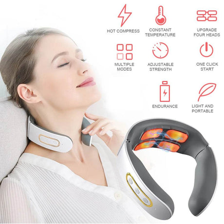 Electric Neck Shoulder TENS Pulse Massager With Heating - CAMMUO - Sleep Galleria