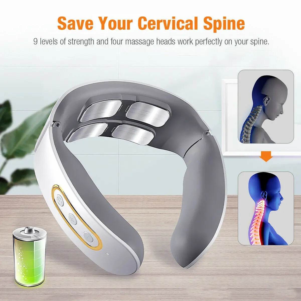 Electric Neck Shoulder TENS Pulse Massager With Heating - CAMMUO - Sleep Galleria