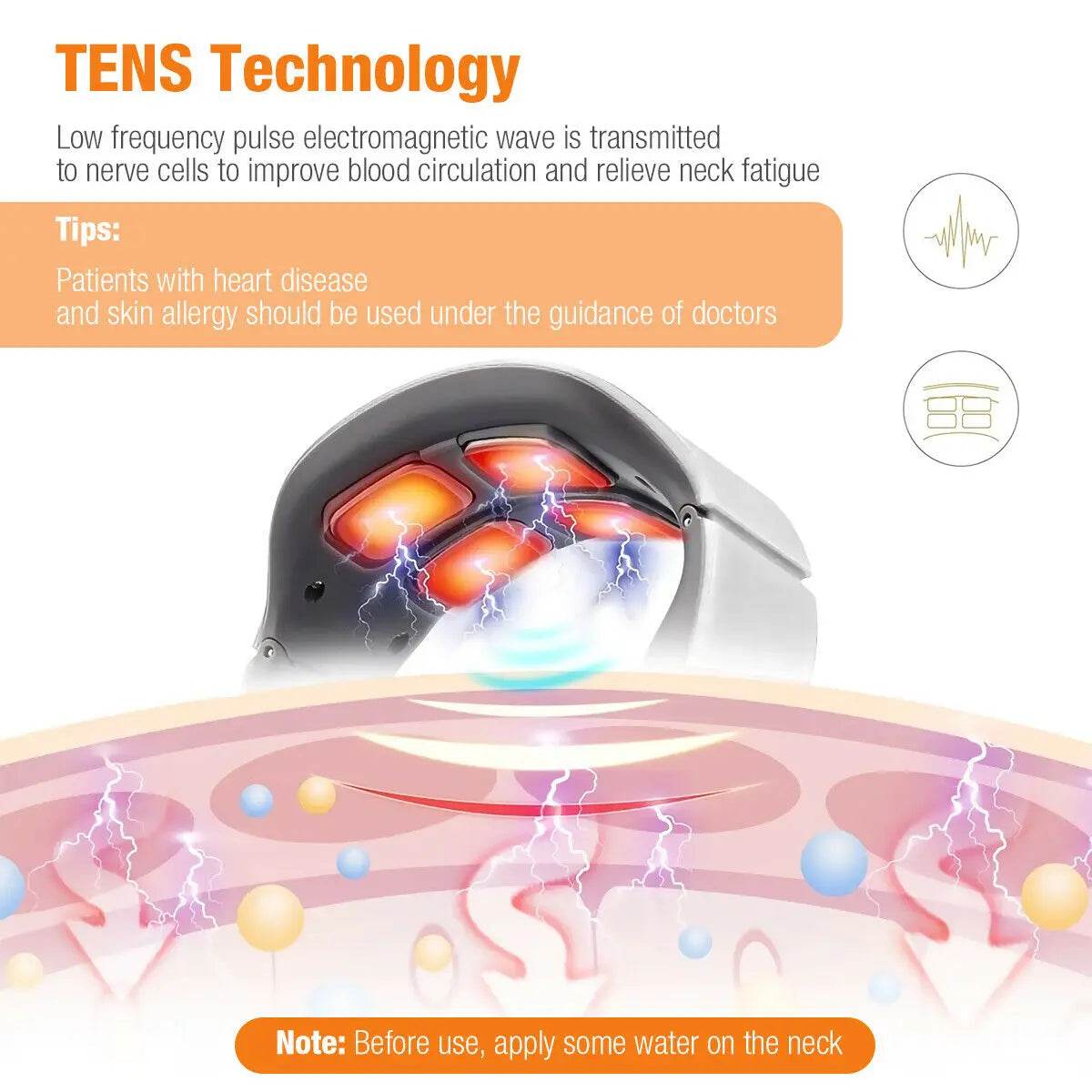 Electric Neck Shoulder TENS Pulse Massager With Heating - CAMMUO - Sleep Galleria
