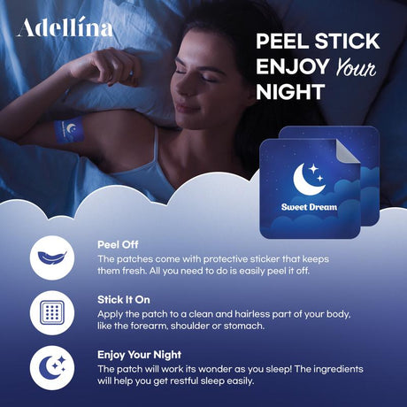 Adellina Sleep Patches for Sleep : Better All Natural Cruelty Free Sleep Aid Alternative 30 Patches Peel Herbal Comfort