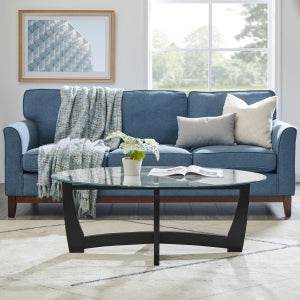 48-Inch Oval Tempered Glass Coffee Table - Sleep Galleria