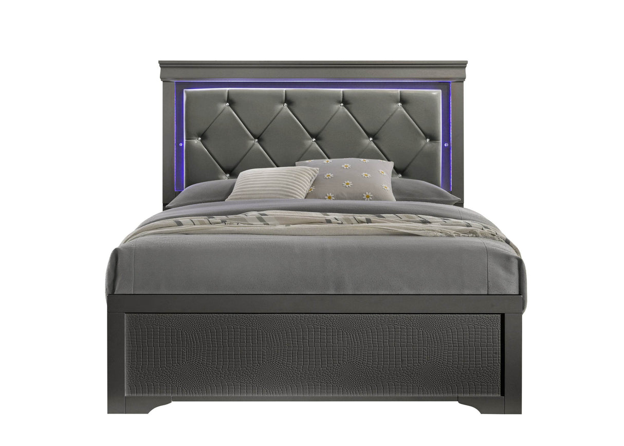 Blaze Twin Bed Frame With Upholstered Tufted LED Headboard