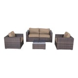 4-Piece Rattan Outdoor Sofa Seating Set With Cushions