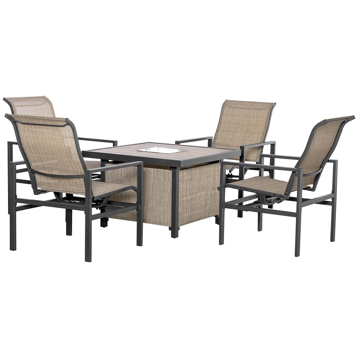 5-Piece Steel Patio Dining Set With Ice Bucket