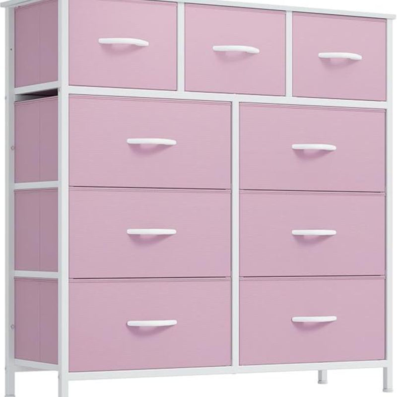 DWVO Chest of Drawer with 9 Drawers for Bedroom Fabric Dresser Storage Drawers with Handles Metal Frame for Living Room, Hallway, Nursery
