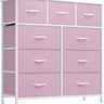 DWVO Chest of Drawer with 9 Drawers for Bedroom Fabric Dresser Storage Drawers with Handles Metal Frame for Living Room, Hallway, Nursery