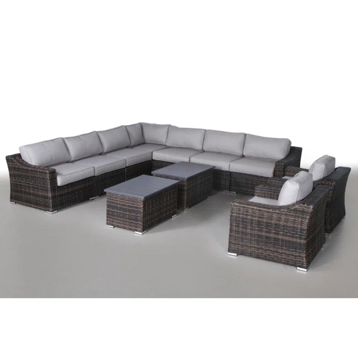 Luxury Resort Style 8-Person Rattan Wicker Patio Seating Set