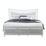 King Contemporary White Panel Bed Frame With Padded Headboard