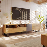 Modern Wood TV Stand With Drop Down Storage - Sleep Galleria
