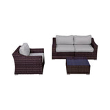 4-Piece Outdoor Wicker Sectional Seating Set With Cushions