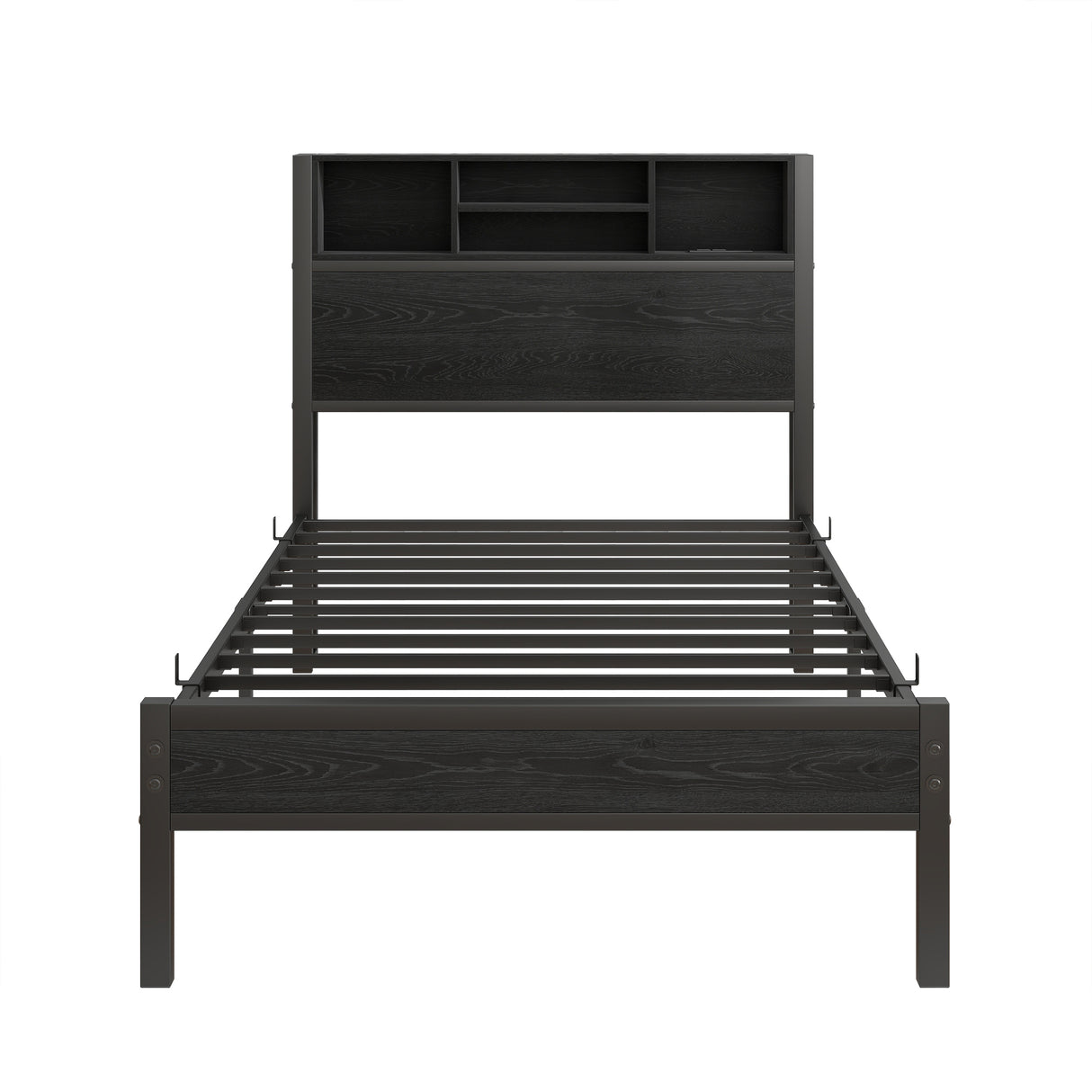 Twin Metal Platform Bed Frame With Storage Headboard Charging Station