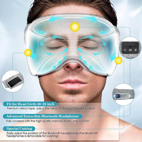 Bluetooth White Noise Sleep Mask With Stereo Sound - Driftwood - Sleep Galleria