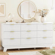 57-Inch Modern Fluted Wood Dresser With 9 Drawers - Sleep Galleria