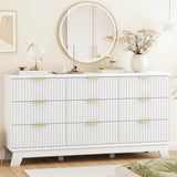 57-Inch Modern Fluted Wood Dresser With 9 Drawers - Sleep Galleria