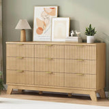 57-Inch Modern Fluted Wood Dresser With 9 Drawers - Sleep Galleria