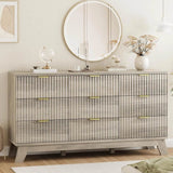 57-Inch Modern Fluted Wood Dresser With 9 Drawers - Sleep Galleria