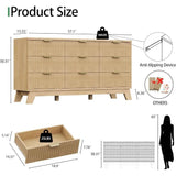 57-Inch Modern Fluted Wood Dresser With 9 Drawers - Sleep Galleria