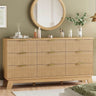 57-Inch Modern Fluted Wood Dresser With 9 Drawers - Sleep Galleria