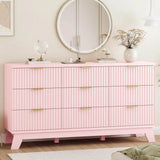 57-Inch Modern Fluted Wood Dresser With 9 Drawers - Sleep Galleria