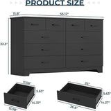 Modern 10-Drawer Engineered Wood Dresser With Charging Station - Sleep Galleria