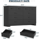 Modern 10-Drawer Engineered Wood Dresser With Charging Station - Sleep Galleria