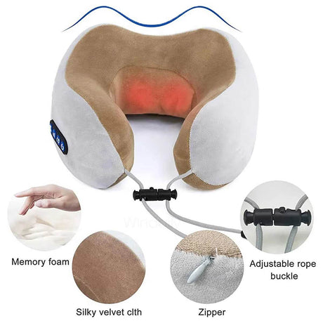 Wireless Neck Massage Pillow With Heat Vibrater - Cloud Prime - Sleep Galleria